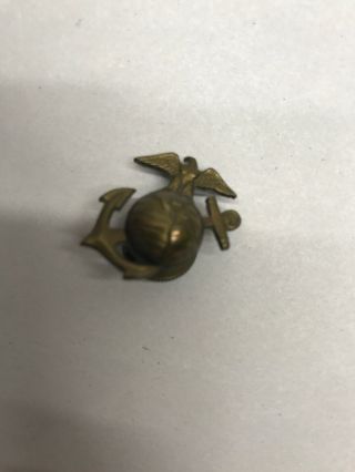Vintage Usmc Marine Corps Insignia Screw Back Pin Eagle On Globe Anchor