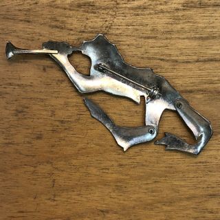 Vintage Sterling Silver Enamel Cloisonné Articulated Frog Leg Pin Brooch 4