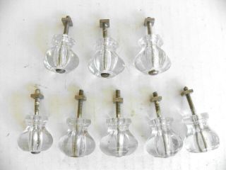 8 Vintage Clear Glass Drawer Pulls Knobs 6 Points / Sides W/ Screws