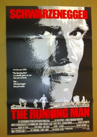 The Running Man Vintage 1 Sheet Poster Folded 1987 Near