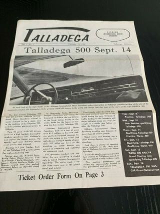 Vintage 1969 Alabama Motor Speedway Vol.  1 No.  1 First Race Newsletter Nascar