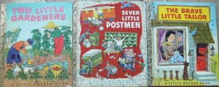 3 Vintage Little Golden Books Brave Little Tailor,  Seven Little Postmen,  Two