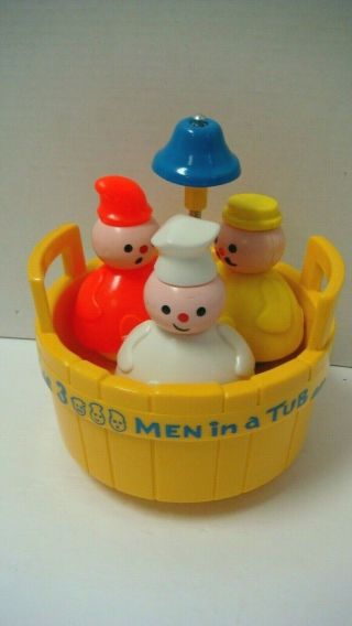 Vintage 1970 Fisher Price 3 Men In A Tub Toy Butcher Baker Candlestick Maker