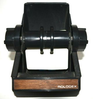 Vintage Rolodex Black/faux Wood Rotary File Model1753 With Index And Blank Cards
