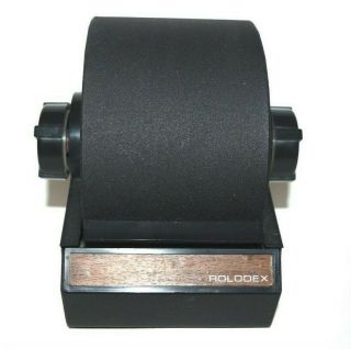 Vintage Rolodex Black/Faux Wood Rotary File Model1753 with Index and Blank Cards 2