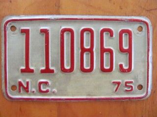 1975 North Carolina Nc Motorcycle License Plate Tag,  Vintage,  110869,