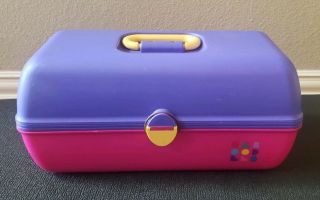 Caboodles Of California Pink Purple Large Makeup Case 3 Tier 2635 Vintage