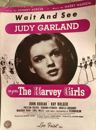 Wait And See Vintage Piano Sheet Music Judy Garland Mgm The Harvey Girls 1945