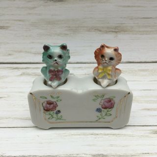 Vintage Japan Ceramic Kitty Cat Nodders Salt & Pepper Shakers