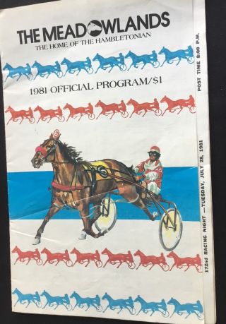 Vintage Official The Meadowlands Program 1981 Racing Writers Awards,  No Nukes
