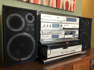 AIWA M - 808 Mini Component Stereo System w/ Turntable & Cabinet - 3