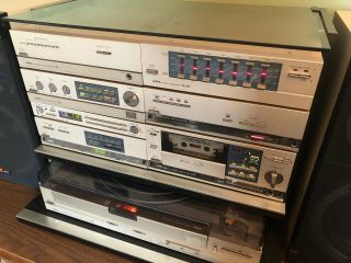 AIWA M - 808 Mini Component Stereo System w/ Turntable & Cabinet - 4