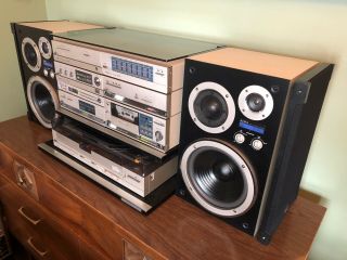 AIWA M - 808 Mini Component Stereo System w/ Turntable & Cabinet - 5