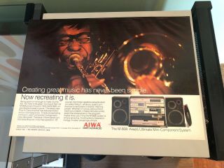 AIWA M - 808 Mini Component Stereo System w/ Turntable & Cabinet - 9