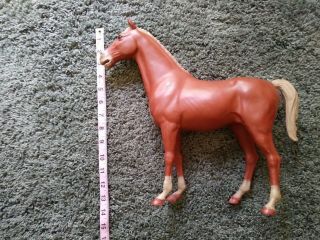 Marx Johnny West Red Brown Thunderbolt Horse with wheels - Vintage 1965 6