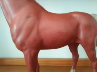 Marx Johnny West Red Brown Thunderbolt Horse with wheels - Vintage 1965 8