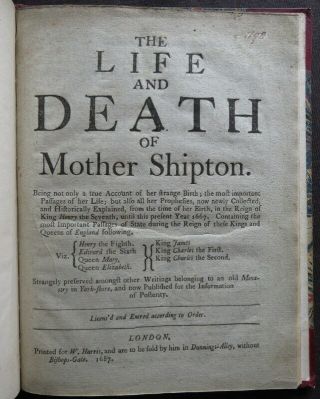 MOTHER SHIPTON 1648 STRANGE PROPHESIES Soothsayer LIFE DEATH 1687 PREDICTION 5
