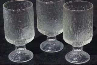 SET of 8 Vintage Indiana Glass Textured Bark Icicle Tumblers Goblets Glasses 2