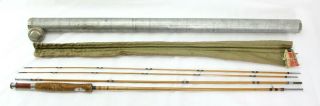 Vintage South Bend " Hch Or C " Bamboo Fly Fishing Rod 24 - 9 W/soft & Metal Cases