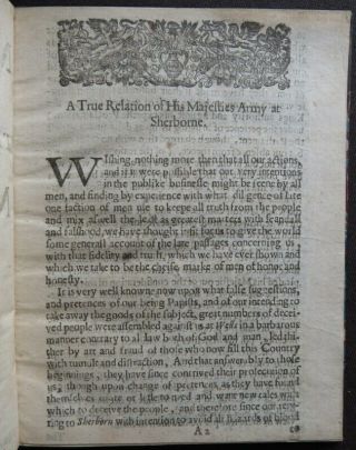 SIEGE SHERBORNE CASTLE 1642 ENGLISH CIVIL WAR Pamphlet ROYALIST ARMY TROOPS 5