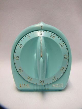 Vintage Kitchen Timer Robins Egg Blue Lux Minute Minder 1960s