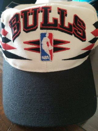 Vintage 90s Chicago Bulls Logo Athletic Diamond Snapback Hat Cap Rare Nba Hat