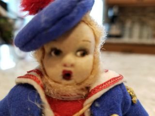 Vintage Lenci Doll Tiny Sailor With Mohair Beard 5 " Tall Rare Size