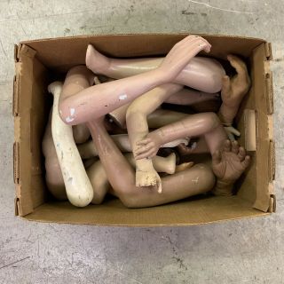 Box Of Vintage Child & Baby Mannequin Parts Creepy Oddity Art Hands Arms Legs 2
