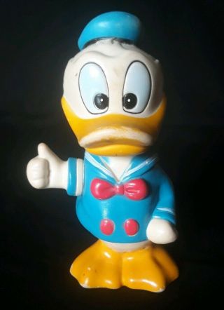 Vintage Disney Donald Duck Plastic Squeeze Baby Toy Figure Made In Korea 6 "