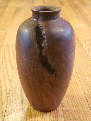 Vintage,  Mid - Century,  Earthy,  Mcm Live Edge Wood Turned Vase Heavy,  Really Cool