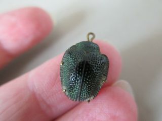 Antique Vintage Victorian Egyptian Revival Real Scarab Beetle Fob Charm Pendant