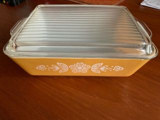 Vintage Pyrex 0503 Butterfly Gold Refrigerator Dish With Lid