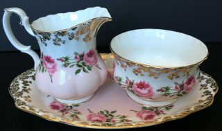 Vintage Royal Albert Bridesmaid Creamer Sugar Bowl And Tray Set England