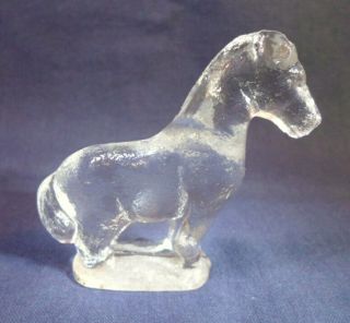 Vintage Pressed Glass Horse Figurine 2.  5 " Tall & Long Textured Finish