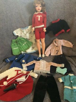 Vintage Ideal Tammy Doll With Outfits—cheer Outfit - Coat - Blouses - Pants