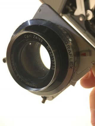 GRAFLEX Century Graphic with 100mm f3.  5 Carl Zeiss Lens,  Singer Roll Film Holder 5