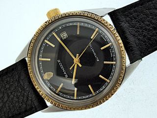 VINTAGE SANDOZ BLACK DIAL DATE MENS GOLD SS FLUTED AUTOMATIC DW616 WATCH $1 3