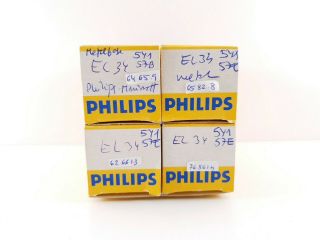 4 X El34 Metal Base Philips Miniwatt. ,  Good,  1950´s C10 En - Air