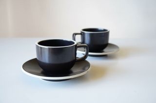 Vintage Massimo Vignelli Sasaki Colorstone Matte Black Tea Coffee Cups