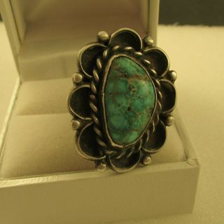 Vintage Southwest Turquoise Ring Sterling.  Size 6