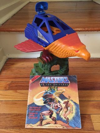 Motu Vintage Point Dread And Talon Fighter With Comic Book And Record