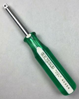 Vintage S - K Tools 40954 Green & White Handle Socket Spinner Handle 1/4 " Drive