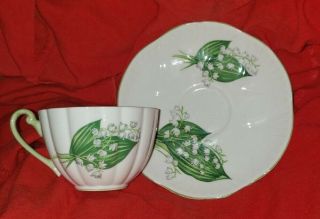 Vintage Shelley Fine Bone China Teacup And Saucer - Lily Of The Valley