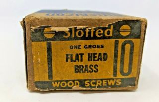 Vintage American Slotted Wood Screws 1 " By 10 1 Gross Flat Head Brass 77 Count