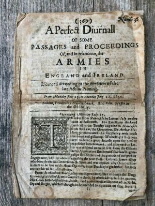 ENGLISH CIVIL WAR NEWS 1650 Parliament Army Cavaliers Rushworth Pecke Fairfax 2