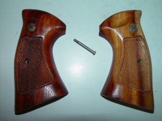 Vintage Smith & Wesson K Frame Square Butt Wood Revolver Grips S&w