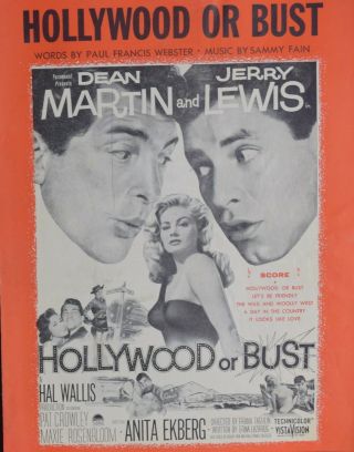 Vintage Sheet Music Hollywood Or Bust Dean Martin Jerry Lewis Aa - 1