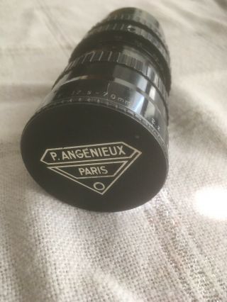 Movie Camera Lens.  P.  angenieux Paris 17.  5 - 70 Zoom F 2.  2.  Type 1.  4. 2