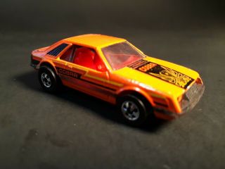 1979 Hot wheels Turbo Mustang Cobra Orange Made In Hong Kong 1/64 VINTAGE 3