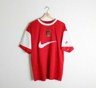 Vintage Nike Arsenal Gunners Training Jersey T Shirt Red Big Swoosh Sz Xl